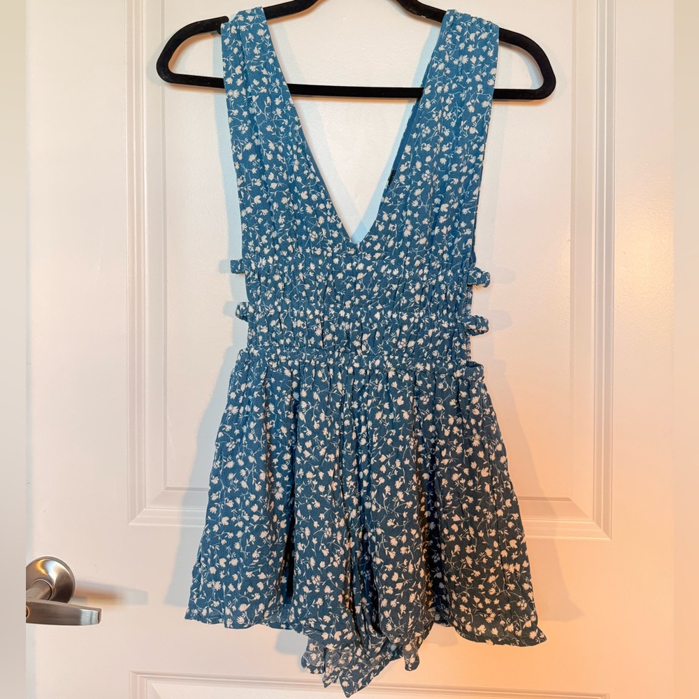 Windsor Teal Floral V-Neck Romper